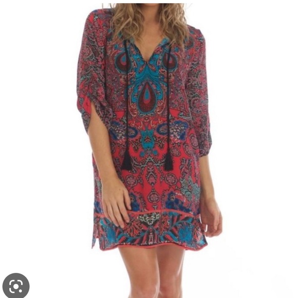 Worn once. Tolani silk print dress with rushed sleeves - Picture 4 of 8